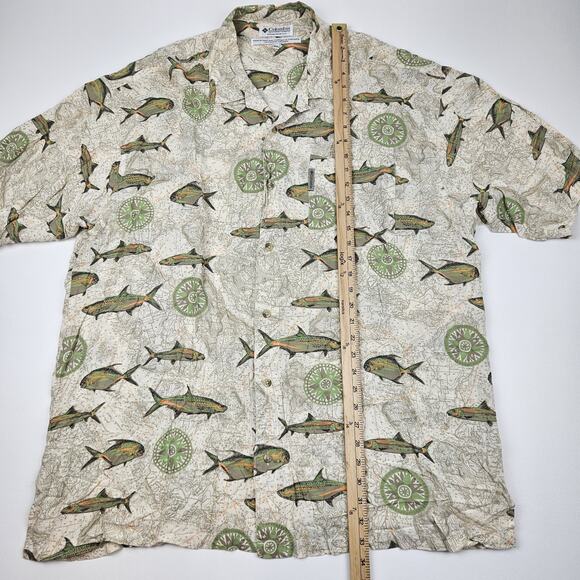 Columbia Fish Casual Men's Size XXL Button Up Retro Rayon Fishing Outdoor Shirt - Picture 5 of 6